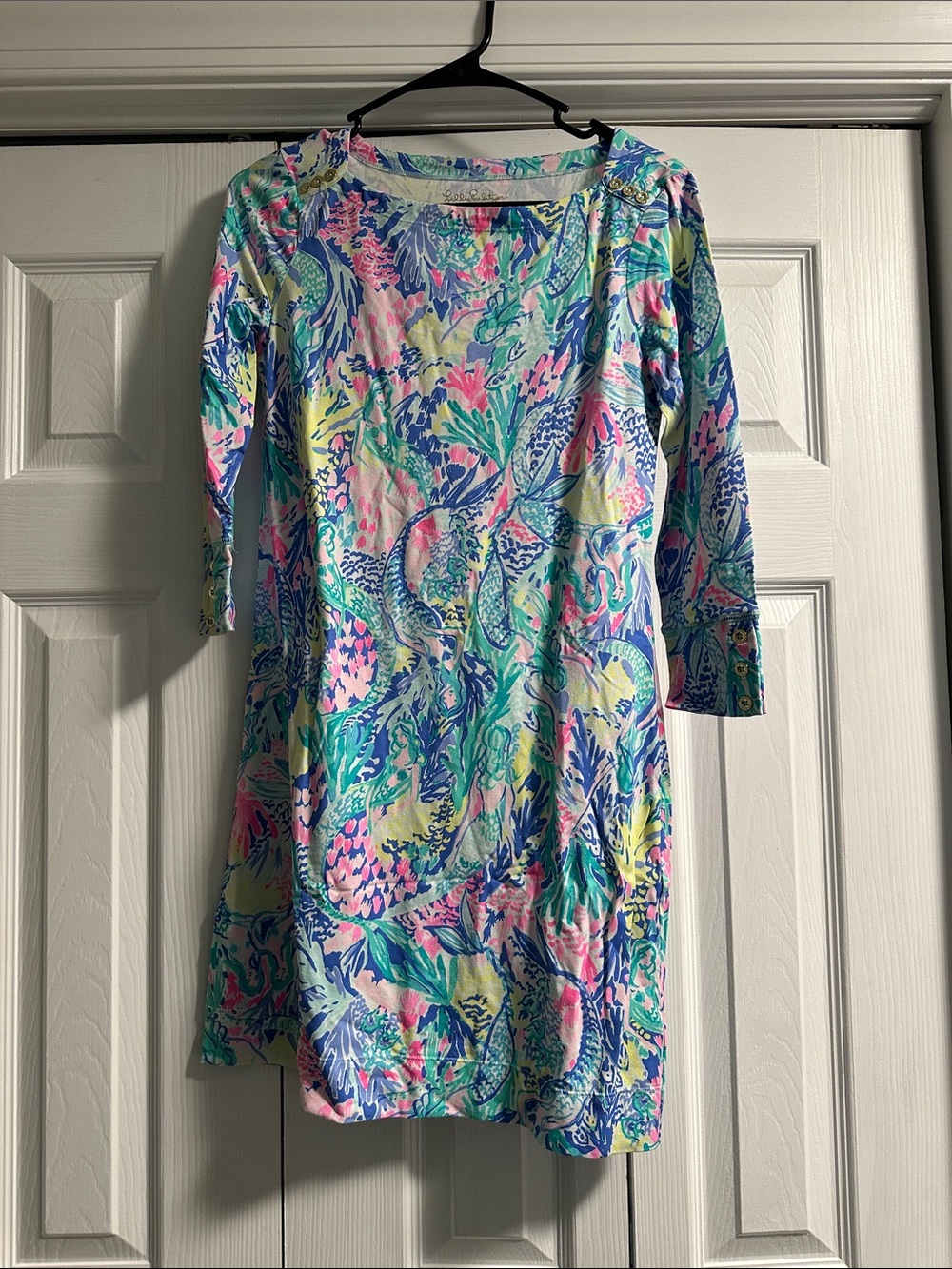 Lilly Pulitzer Pastel Floral Long-Sleeve Boatneck Dress - Pink, Blue & Green